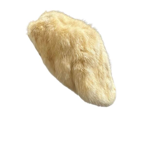 Lord &‎ Taylor Vtg Cream Fur Beret Hat w/Bow and Comb Ski Apres Winter Mod Chic